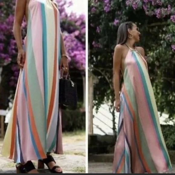 Brand new with tags Zara striped halter dress. Size M-L - Picture 3 of 5